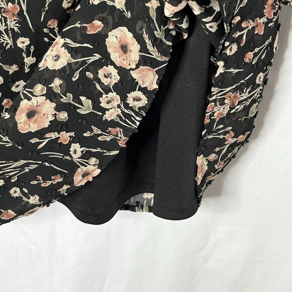 Collective‎ Concepts Black Floral Mini Dress Long Sheer Sleeves Size XS - Picture 11 of 12